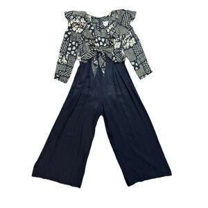 Vintage‎ jeffery & Dara Jumpsuit Romper Wide Leg Floral Boho 1990s Sz 9/10